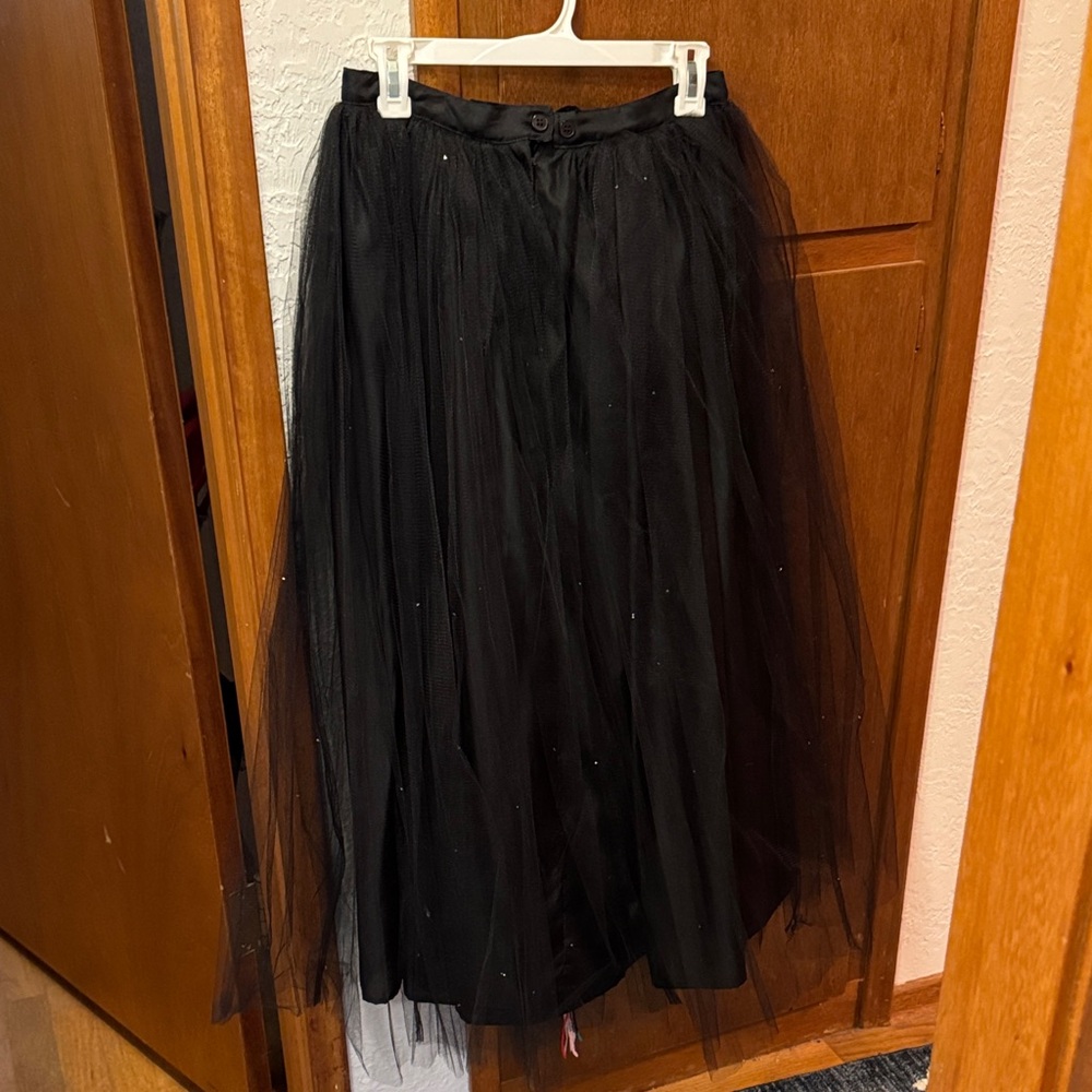 Chic Black Tulle A-Line Skirt
